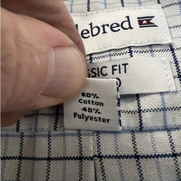Saddlebred Classic Fit Oxford White and Blue Checked Button Down Size M - Picture 4 of 6